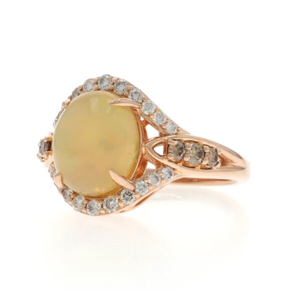 Le Vian Neopolitan Opal Diamond Ring - Rose Gold 14k Oval Cabochon 3.70ctw - Picture 3 of 7